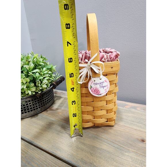 Longaberger Horizon of Hope Single Handle Basket, Liner Protector & Tie-On 1998 - Picture 8 of 8